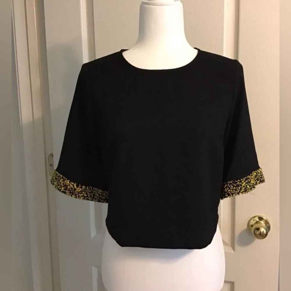 Maac London Lavel Beaded Cropped Blouse Small